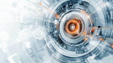 Obraz premium Abstract technological design, intricate circular mechanism, futuristic background, suitable for technology articles or presentations