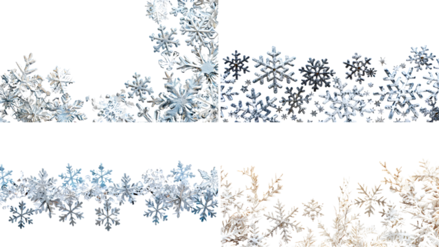 A Winter themed border with snowflakes isolated on transparent background, detailed photo, png  - Powered by Adobe