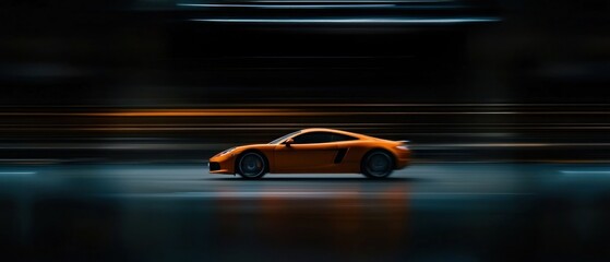 Orange sports car motion blur tunnel