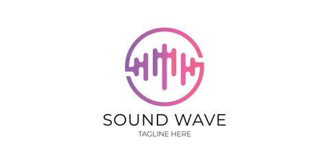 letter M with Pulse music player element. Logo template electronic music, equalizer, store, dj, nightclub, disco. Audio wave logo concept, Multimedia Technology themed, Abstract Shape