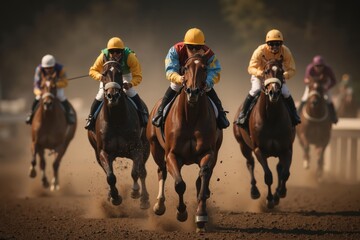 horses racing on dirt track