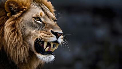 Fototapeta premium Extreme close up lion fang