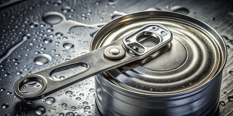 Obraz premium Aluminum Can Opener and Partially Opened Soda Can with Drink Residue on Top
