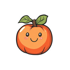 Cute Cartoon Orange Fruit Character with Leaf and Smile Design