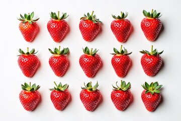 a group of strawberries arranged in a row