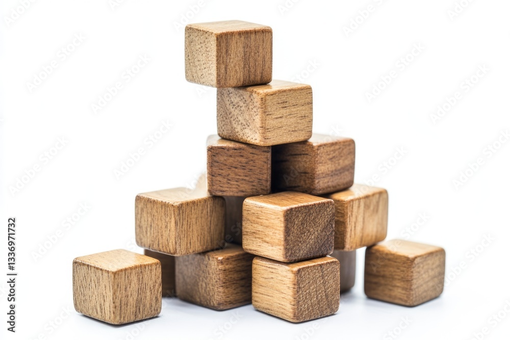 Poster a stack of wooden blocks sits atop others, forming a stable structure