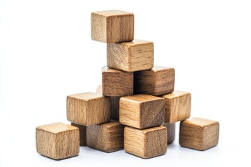 Fototapeta premium A stack of wooden blocks sits atop others, forming a stable structure