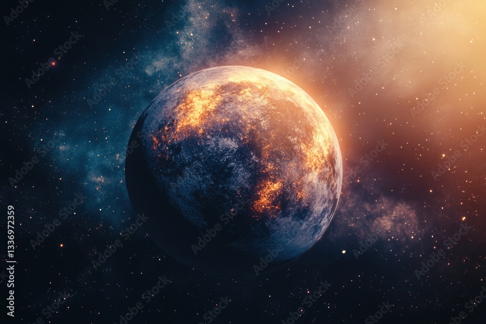 Aufkleber A picture of a planet floating in space