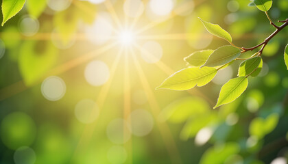 Fototapeta premium Floating willow catkins with golden rays, spiritual serenity