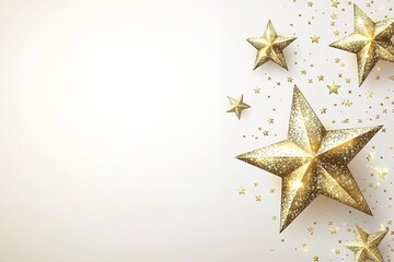 Sparkling Gold Glitter Stars Background Festive Holiday Design for Cards & Invitations