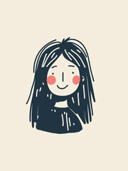 minimalist drawing of a girl’s face, warm emotions