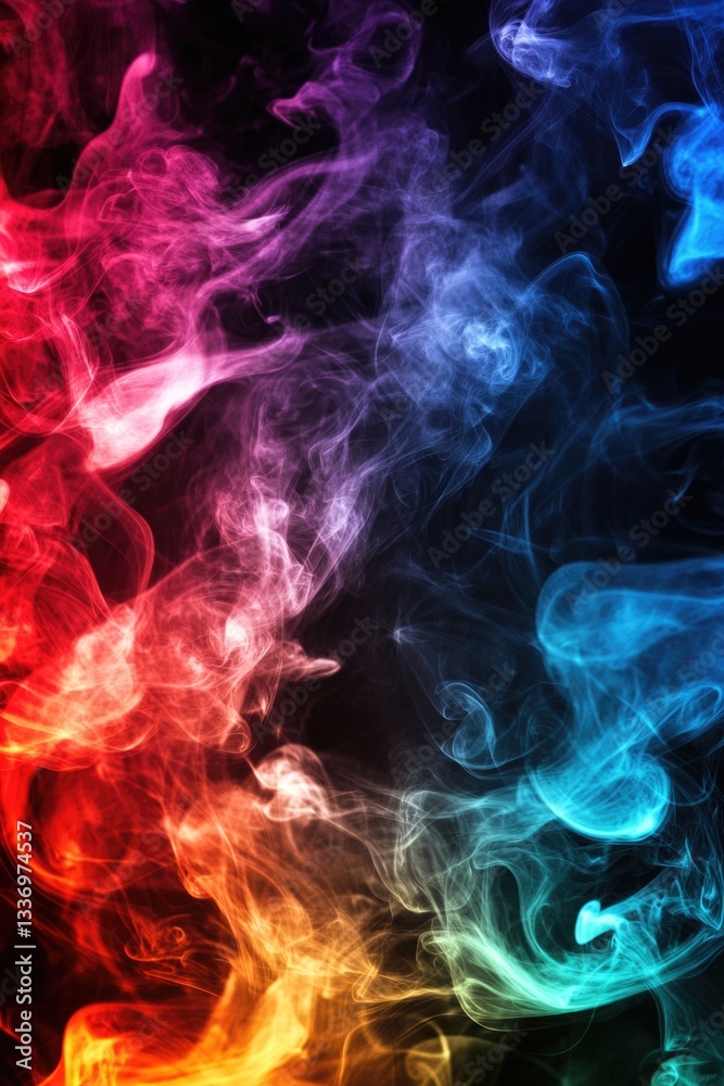 Poster A collection of colorful smoke clouds suspended in the air, offering a vibrant and dynamic visual display