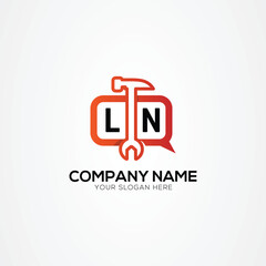 Fototapeta premium Services Icon or Chat Logo With Letter LN Logo Isolated Vector Illustration