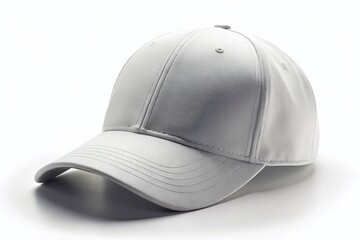 Fototapeta premium Blank White Baseball Cap Mockup Front View Isolated on White Background