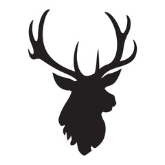 Deer Head Silhouette Vector Icon – Wildlife, Hunting, and Nature Symbol
