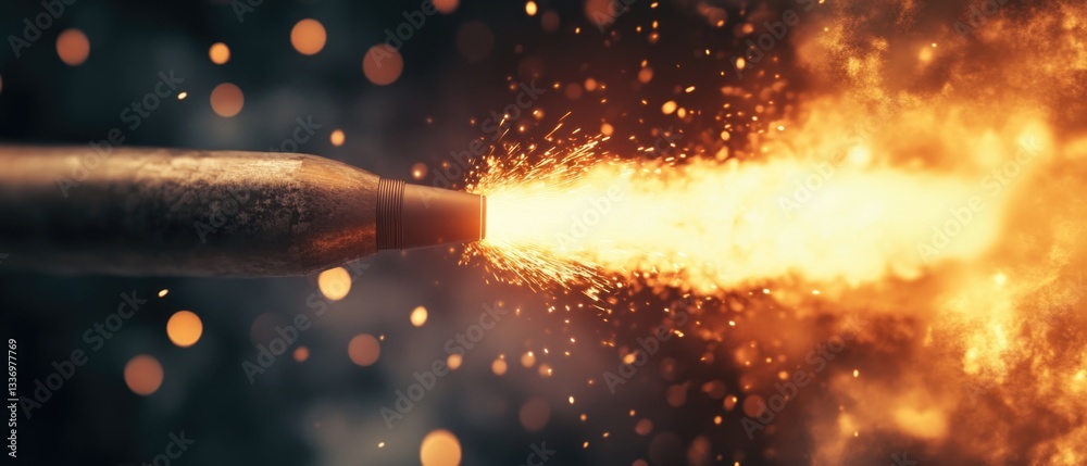 Poster Close-up shot of a bullet with sparks emanating from it