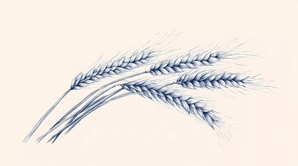 Close-up of wheat spikelet with intricate details, representing natural farming, grain cultivation, and harvest time, ideal for rustic designs, digital book illustration