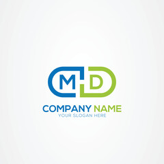 Minimal Monogram Letter MD Medicine Logo Elements