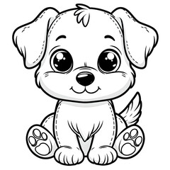 Fototapeta premium coloring page of a cute dog , coloring book page, clean line art, white background