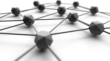 Abstract network of connected geometric shapes on white background. Possible use stock photo
