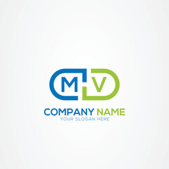 Minimal Monogram Letter MV Medicine Logo Elements