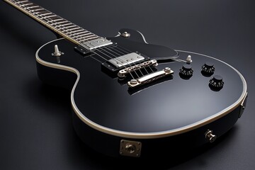 Fototapeta premium A close-up shot of a black electric guitar placed on a table