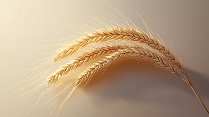 Close-up of wheat spikelet with intricate details, representing natural farming, grain cultivation, and harvest time, ideal for rustic designs, digital book illustration