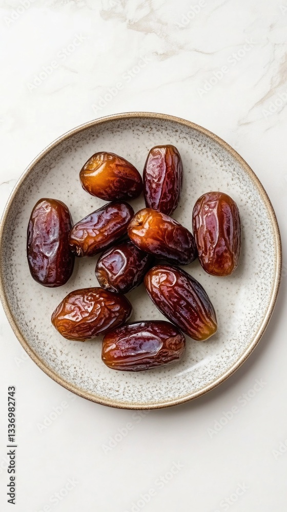 Aufkleber a plate of fresh dates arranged on a table
