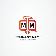 Services Icon or Chat Logo With Letter MM Logo Isolated Vector Illustration