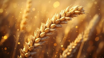 Wheat spike with visible kernels, emphasizing food security, sustainable agriculture, and healthy eating, ideal for eco-conscious content, hand-drawn book illustration