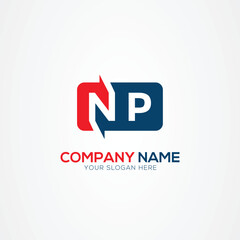 NP or PN Creative Modern Letters Logo Design Element