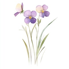 Aesthetic spring Pansy flower flowers art illustration.