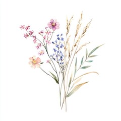 Naklejka premium Aesthetic spring Snowflake flower flowers art illustration.