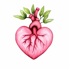 Heart shape with leaves symbolizes love and life.