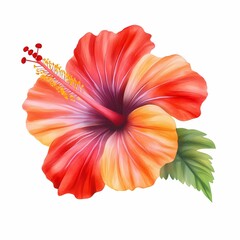 Vibrant orange and red hibiscus flower illustration.