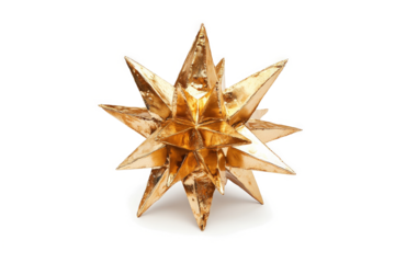 a gold star shaped object on a white background cutout image and isolated on transparent background 