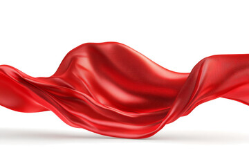 red silk fabric waving in the wind cutout image and isolated on transparent background 