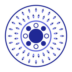 Porcelain plate with traditional blue on white design in Asian style. design pattern for background, plate, dish, bowl, lid, tray, salver, vector illustration art embroidery. arrow circle plate.