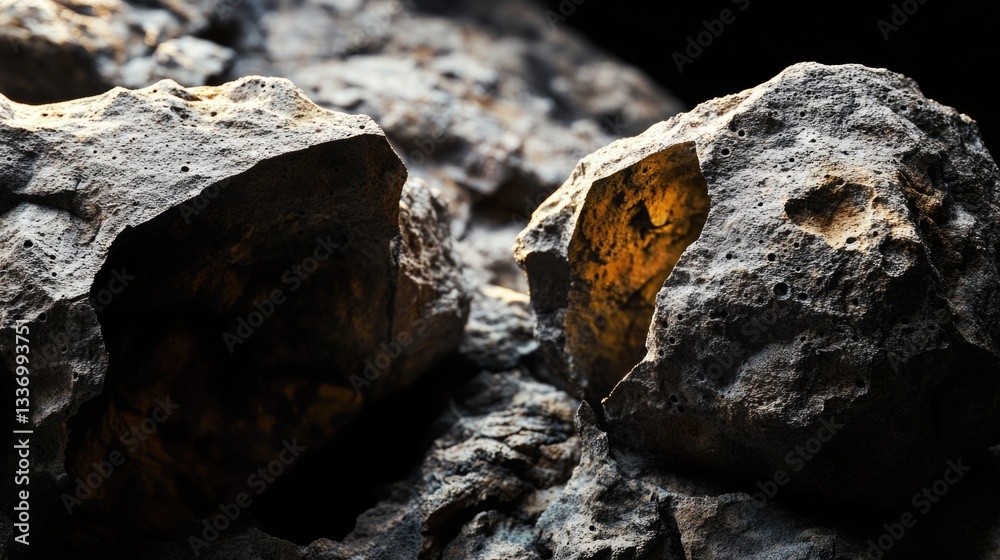 Poster Close-up view of a rock with a hole in it, suitable for use in scientific or educational contexts