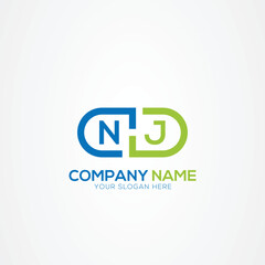 Minimal Monogram Letter NJ Medicine Logo Elements