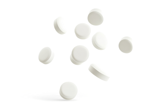 a white object with many circles flying around it cutout image and isolated on transparent background 