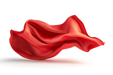 a red silk cloth blowing in the wind cutout image and isolated on transparent background 