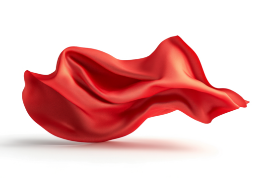 a red silk cloth blowing in the wind cutout image and isolated on transparent background 