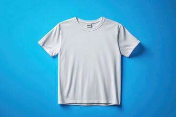 A simple and clean design of a white t-shirt on a blue background, perfect for branding or advertising purposes