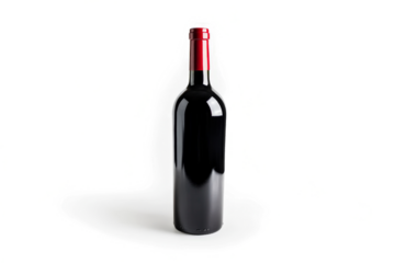 a bottle of red wine on a white background cutout image and isolated on transparent background 