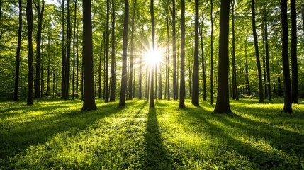 Obraz premium A forest where the trees pulse in rhythm with the sound of the wind