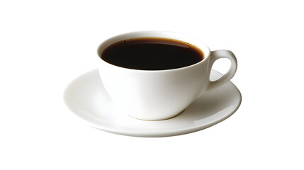 Aromatic Black Coffee in White Cup and Saucer