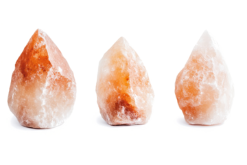 three pieces of orange colored rock cutout image and isolated on transparent background 