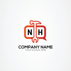 Services Icon or Chat Logo With Letter NH Logo Isolated Vector Illustration
