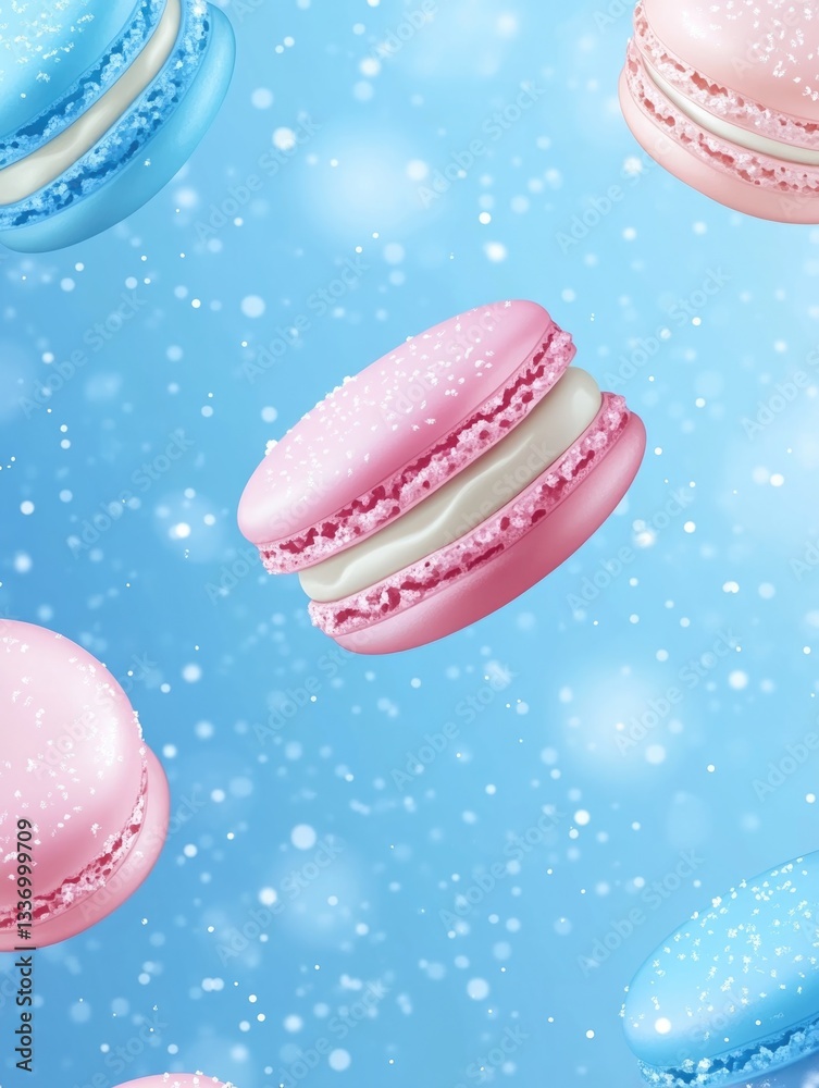 Aufkleber a bunch of colorful macarons flying through the air, perfect for advertising or adding whimsy to you